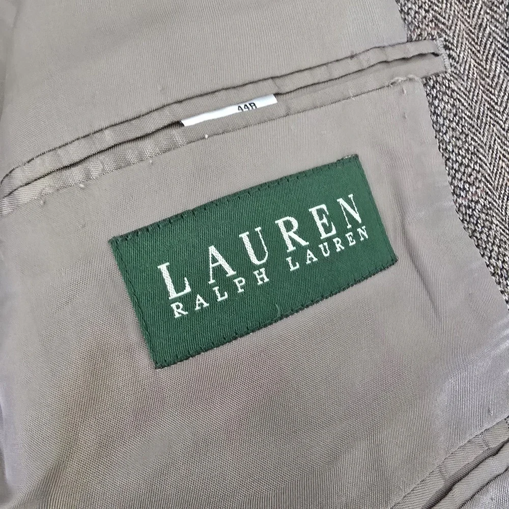 Vintage Lauren Ralph Lauren Blazer Mens 42R Brown Wool Tweed Plaid Classicore